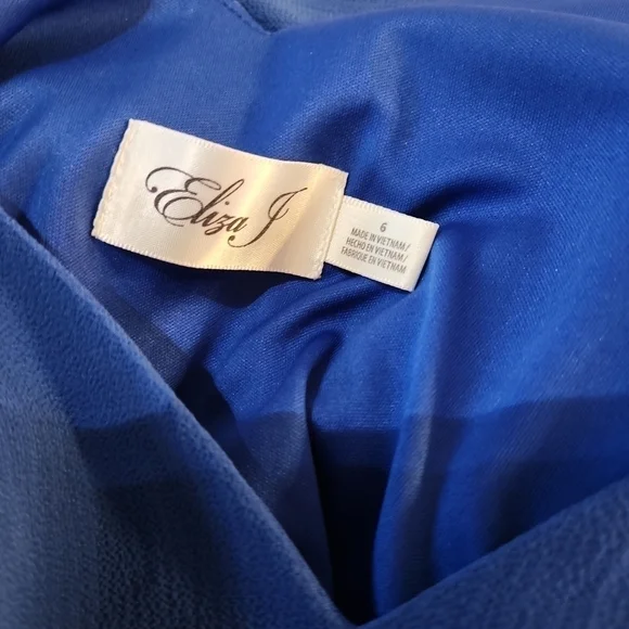 𝅺ELIZA J. Womens Blue Flutter Sleeve V Neck Tie Back Shift Dress Size 6 - Picture 13 of 14